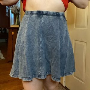 Acid wash jean-like cloth circle skirt
